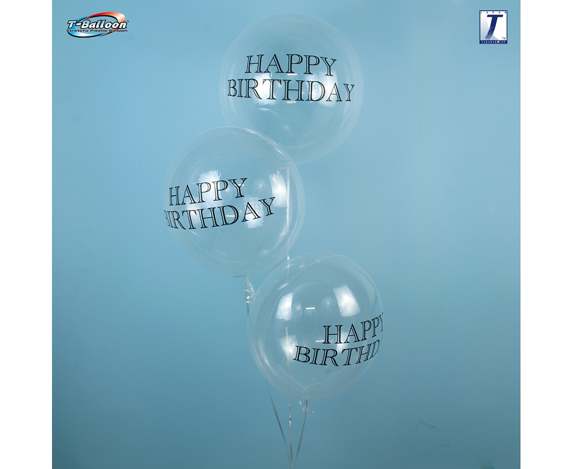Balon Takara Bubble Balloon - Happy Birthday (drukowane), 330 mm/ 10 szt. (rozm. QL 15,0") KK